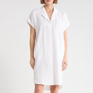NWT Eileen Fisher - White Cuff Sleeve Organic Linen Shift Dress